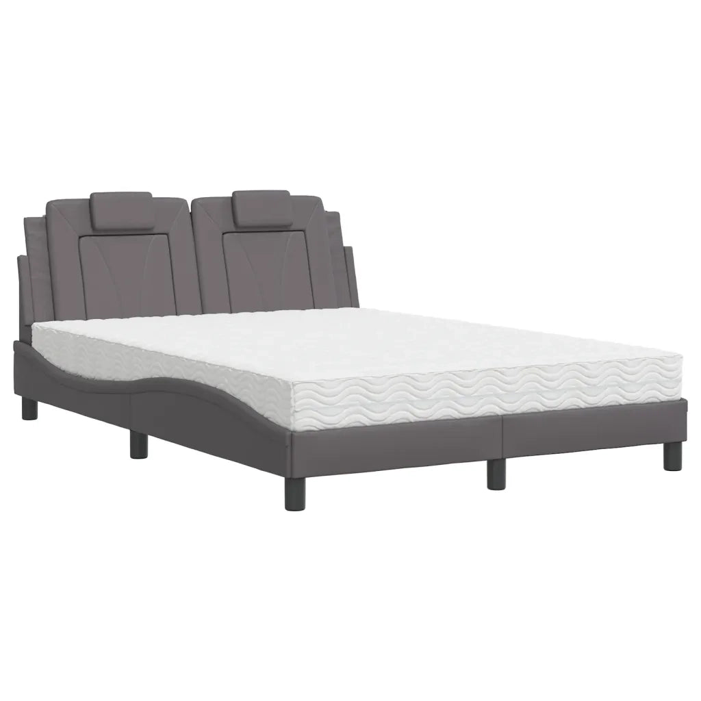 vidaXL Letto con Materasso Grigio 140x190 cm in Similpelle