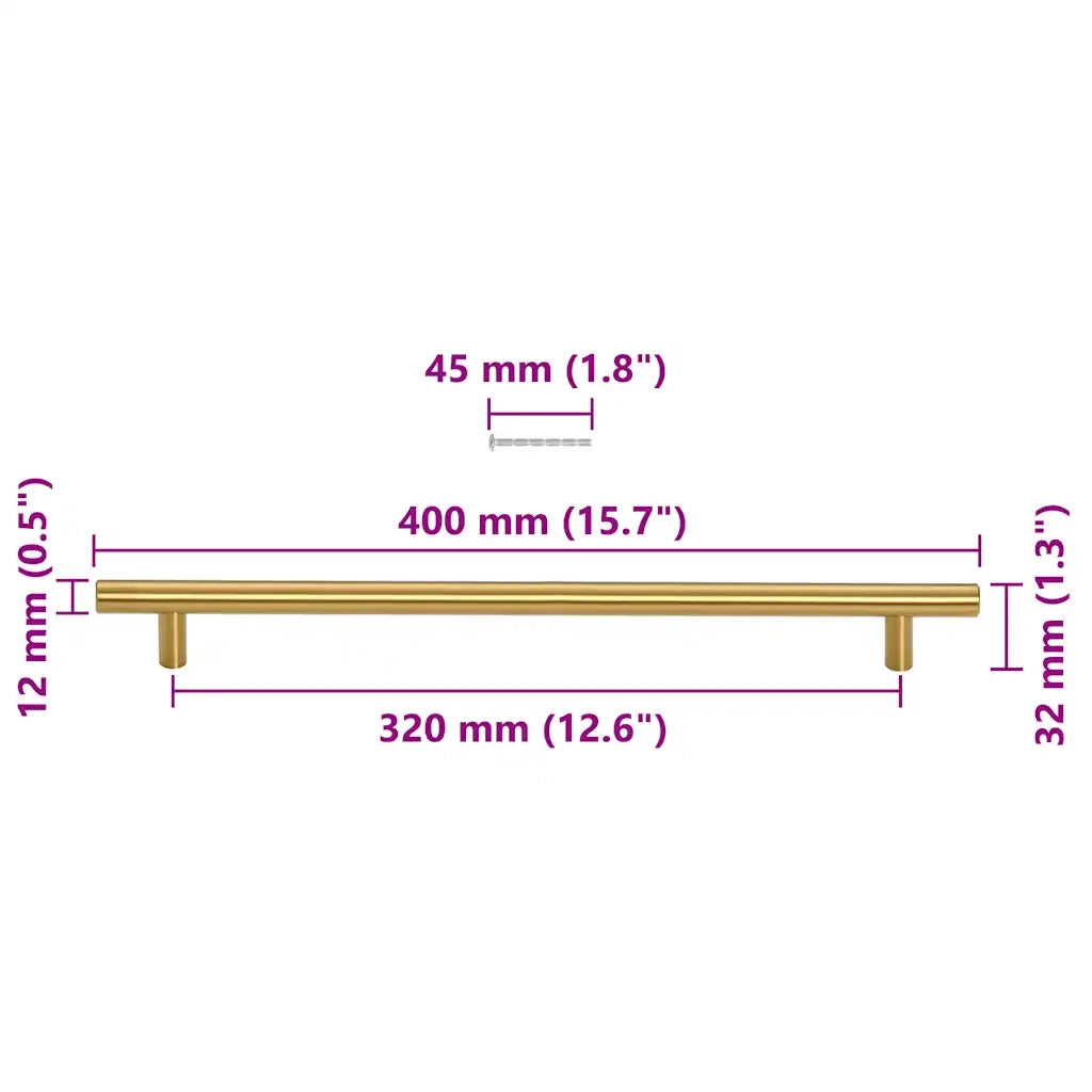 vidaXL Maniglie per Mobili 5pz Oro 320mm in Acciaio Inox