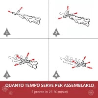 Albero di Natale Artificiale Pieghevole con Base Rimovibile 180cm - Verde