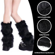 Calze per gambe soffici e pelosi - Stivali per donne - Accessorio invernale - Finta pelliccia - Ideale per feste e cosplay - Lussuoso e comodo
