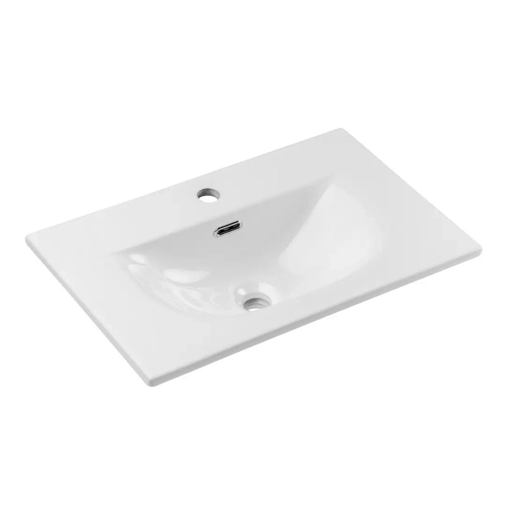 Lavabo da incasso VELOA 60 cm in ceramica bianca lucida compatta