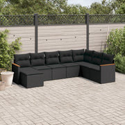 Set Divani da Giardino con Cuscini 8 pz Nero in Polyrattan 3258646
