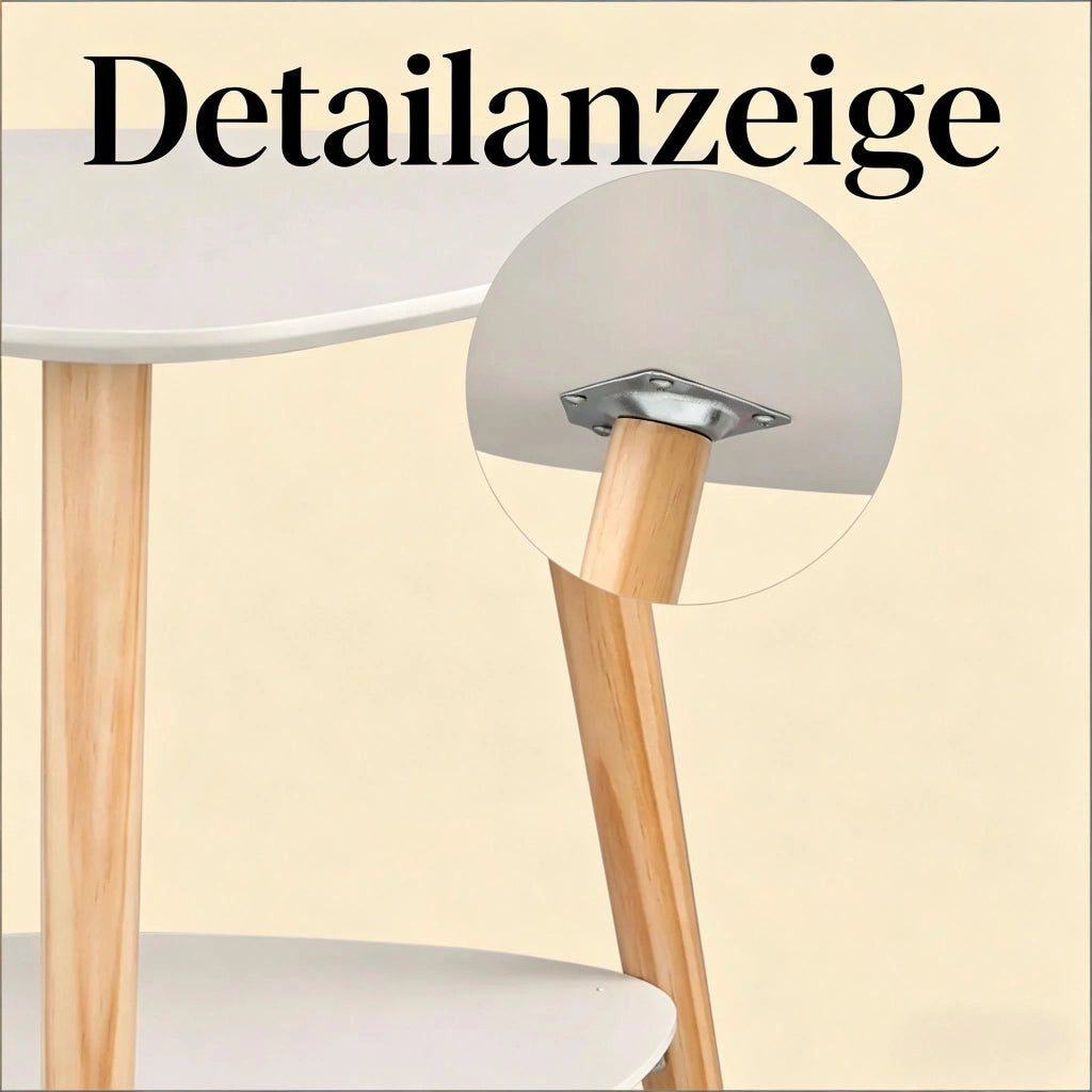 Comodino con 2 ripiani aperti e struttura stabile in MDF e legno massello, bianco per camera da letto, 50×40×55 cm