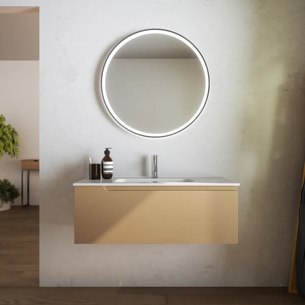 Mobile bagno sospeso 100 cm un cassetto sabbia opaco con lavabo | Ardenne