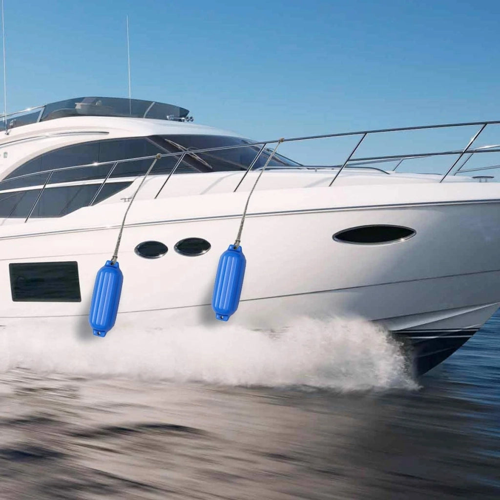 Set da 4 Parabordi Nautici per Barca in Vinile Marino Blu 8.5" x 27" Robusti e Resistenti per Ormeggio
