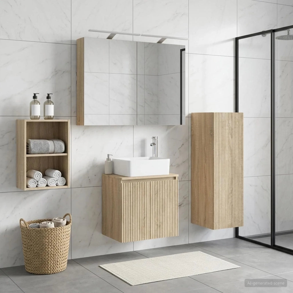 Set di mobili per il bagno 4 pz Rovere Sonoma 3407433