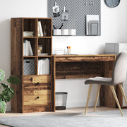 Scrivania con spazio di archiviazione in legno vecchio in legno ingegnerizzato