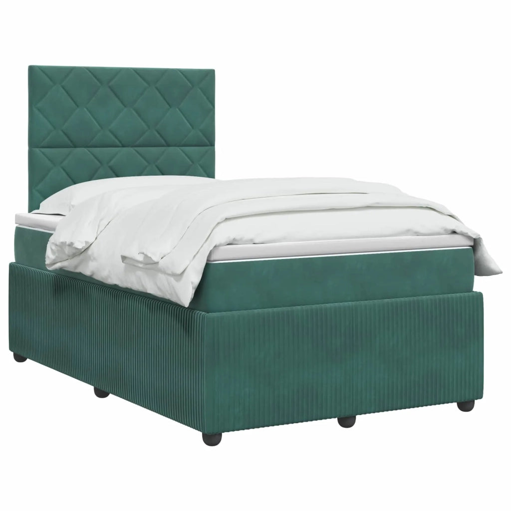 Letto Box Spring LED con Materasso Verde Scuro 120 x 200 cm 3456056