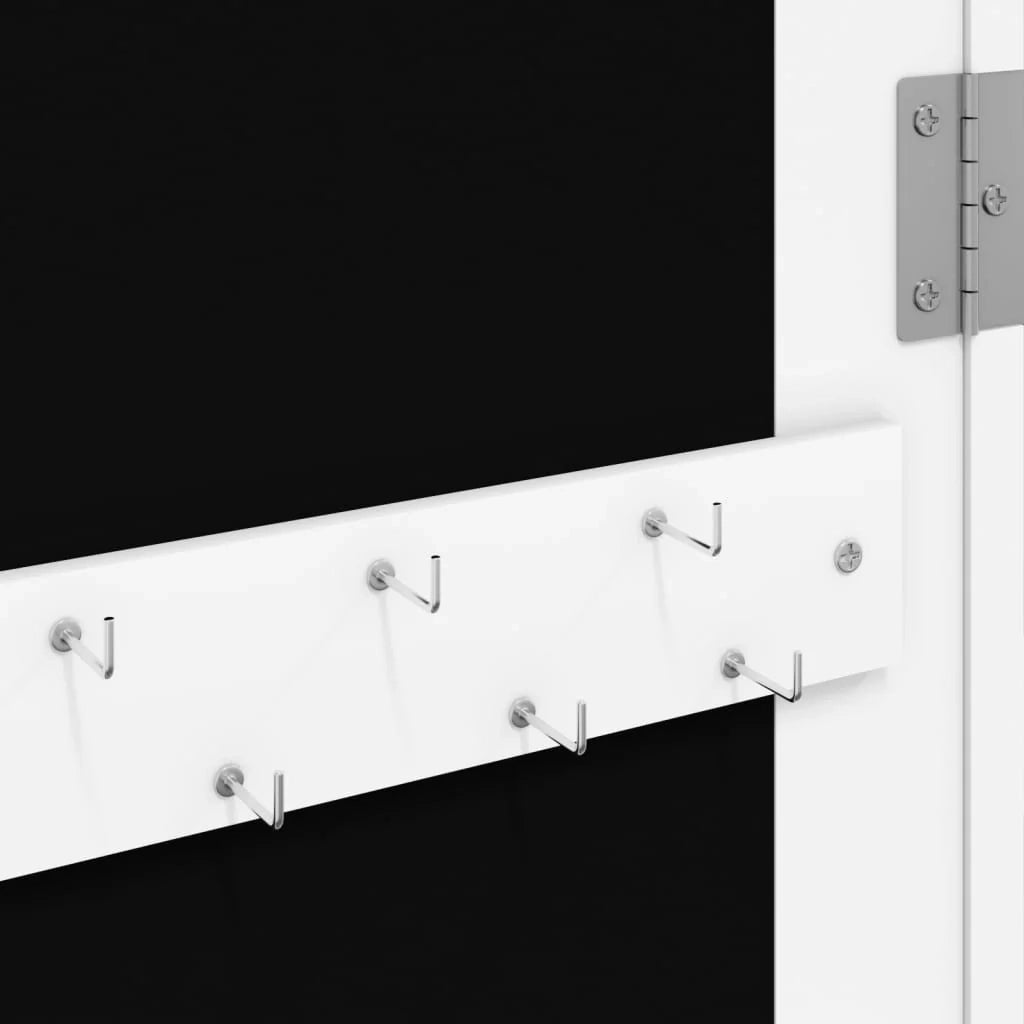 Mobiletto portagioie mobile contenitore organizer per camera da letto spogliatoio bagno con specchio a parete 37,5 x 10 x 106 cm bianco 02_0022836