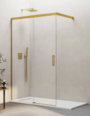 Porta doccia scorrevole 1+1 THALASSA (BASIC) walk-in 120 cm Profilo Oro vetro trasparente