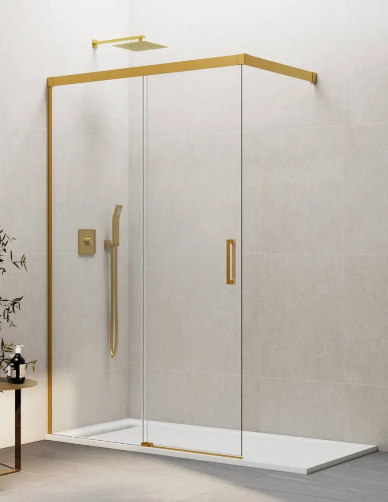 Porta doccia scorrevole 1+1 THALASSA (BASIC) walk-in 120 cm Profilo Oro vetro trasparente