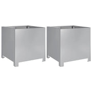 Fioriera rialzata per piante fiori giardino terrazze set da 2 40 x 40 x 40 cm acciaio zincato argento 02_0038956
