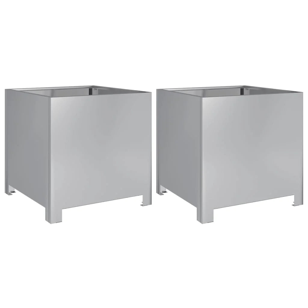 Fioriera rialzata per piante fiori giardino terrazze set da 2 40 x 40 x 40 cm acciaio zincato argento 02_0038956