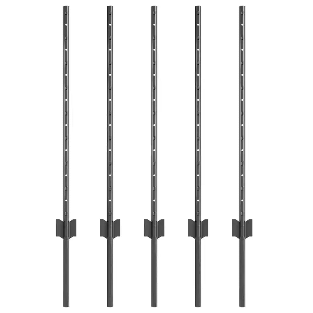 Palo della recinzione 5 pcs Grigio 80 cm Acciaio 42006278