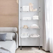 Pannello di stoccaggio 4 livelli per bagno, spaziale risparmio di spazio, asciugatrice, lavatrice, stendibiancheria, regolabile, nero
