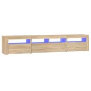 Mobile TV multimediale mensola TV credenza mobile TV per sala da pranzo soggiorno camera da letto con luci LED rovere Sonoma 210 x 35 x 40 cm marrone 02_0026769