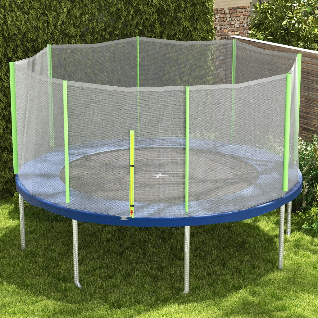 Rete di Protezione per Trampolino 8 Pali con Ingresso a Cerniera ¨C zephmum ¨C PE, Nero e Verde, ?366x180 cm