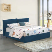 Letto Matrimoniale Arpino, Letto Matrimoniale Materasso Incluso Made in Italy, blu