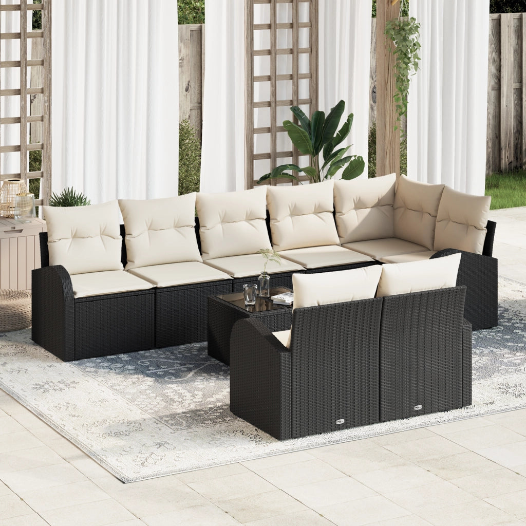 Set di SofÃ  da Giardino 8 Pezzi con Cuscini Rattan Polyrattan Marrone
