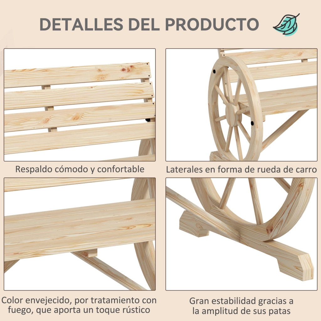 Banco da giardino in legno con braccioli ¨C zephmum ¨C 105.5x56x79 cm