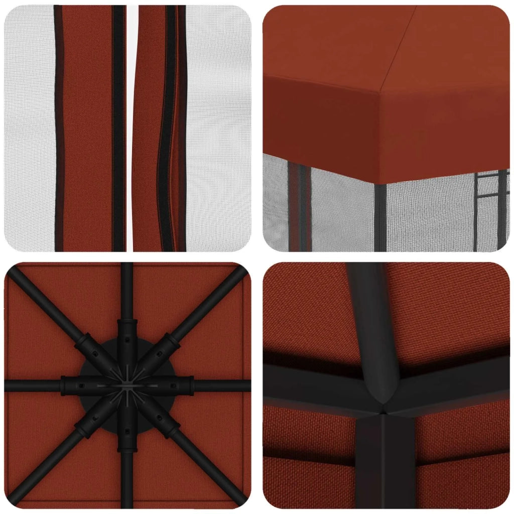 Gazebo da giardino con pareti laterali 3 x 3 m Terracotta 900340