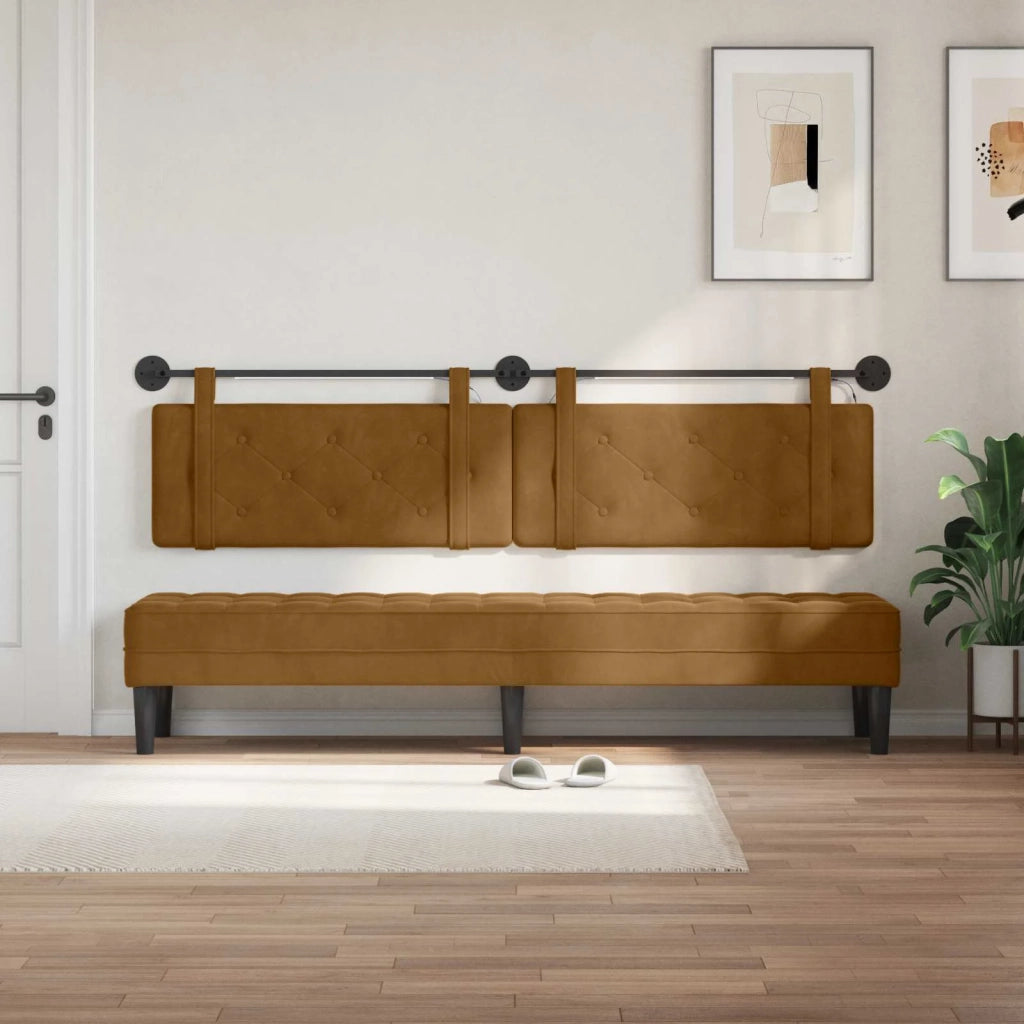 Testiera | Testata sospesa Con luce LED Marrone Velluto