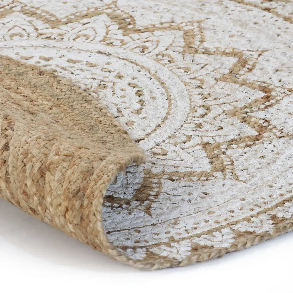 Tappeto in Juta Intrecciata con Stampa 240 cm Rotondo 343589