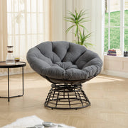 Sedia Papasan girevole 360° con cuscino; ?92x67 cm; struttura in acciaio e rattan PE grigio