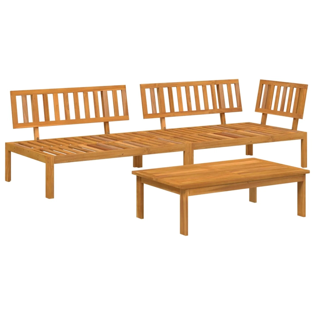 Set di divani con cuscino 3 pcs Crema Legno di Acacia Massello