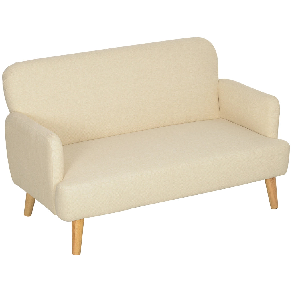 Divano 2 Posti Moderno Effetto Velluto con Imbottitura Spessa, 140x74x79cm, Bianco Crema