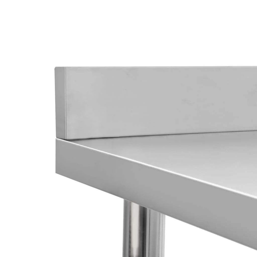 Tavolo da lavoro da cucina con alzatina 100 x 60 x 93 cm acciaio inox 02_0001907