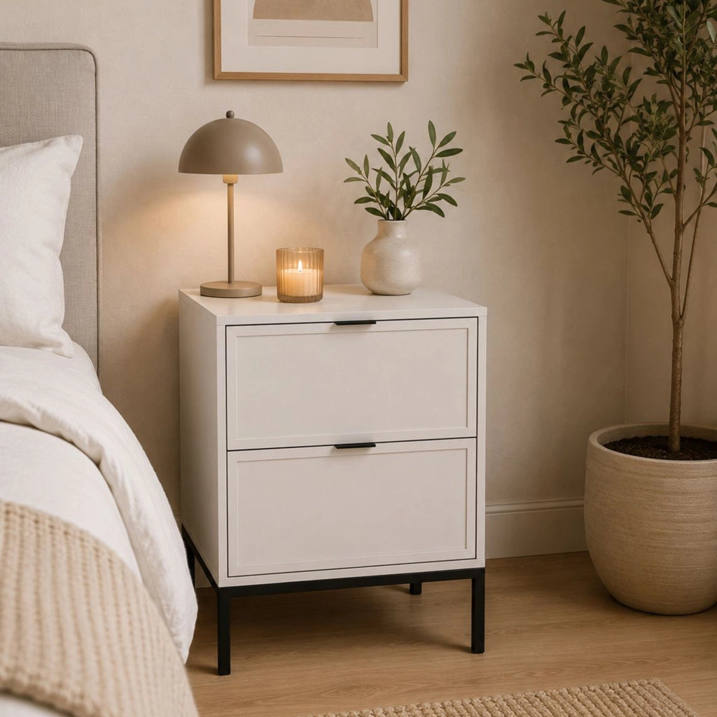 Leloline, Comodino 2 Cassetti, 50x40x69h cm Beige Cashmere