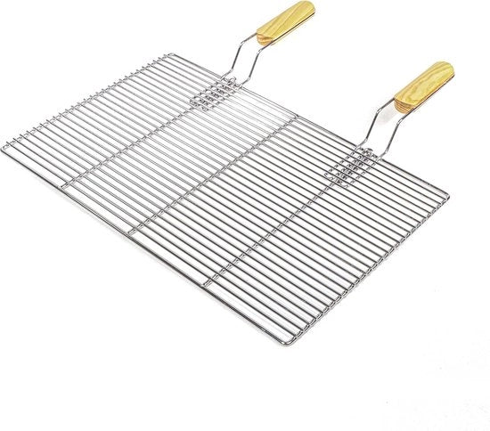 Griglia da barbecue 60x40cm in acciaio inossidabile con maniglie