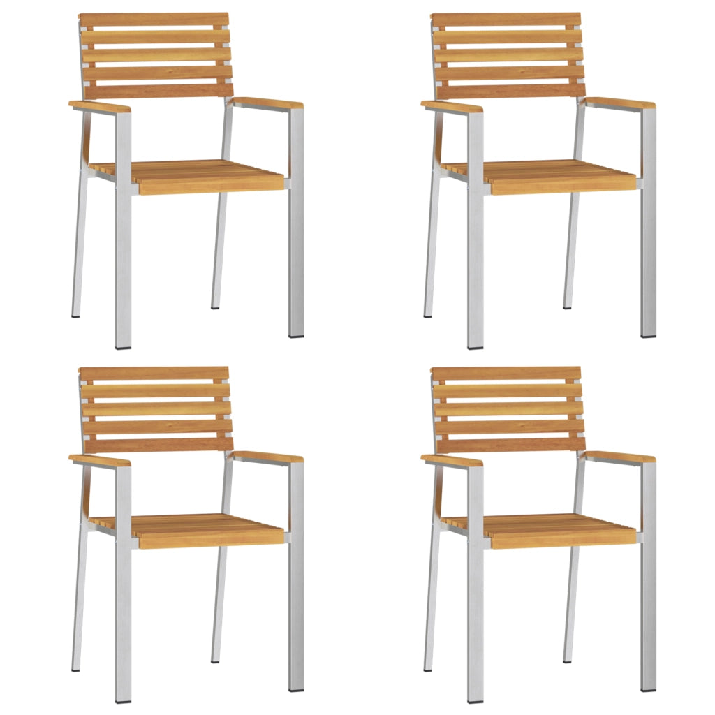 Set da Pranzo da Giardino 5 Pezzi in Legno Massello di Acacia