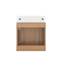 Mobile da bagno con lavabo e mobile sottolavabo sospeso, con spazio contenitore, 46x26x56 cm, color legno