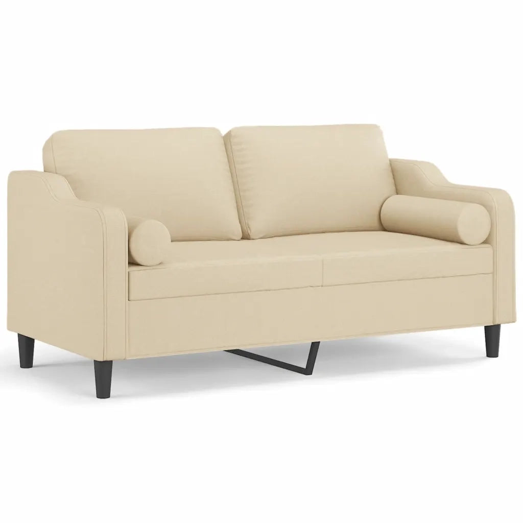 Divano a 2 Posti con Cuscini Crema 140 cm in Tessuto 3200847