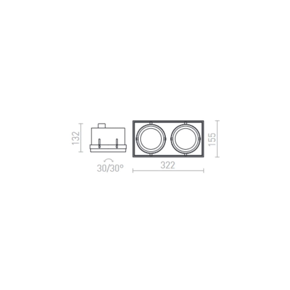 Faretto ELECTRA II nero 12V G53 2x50W