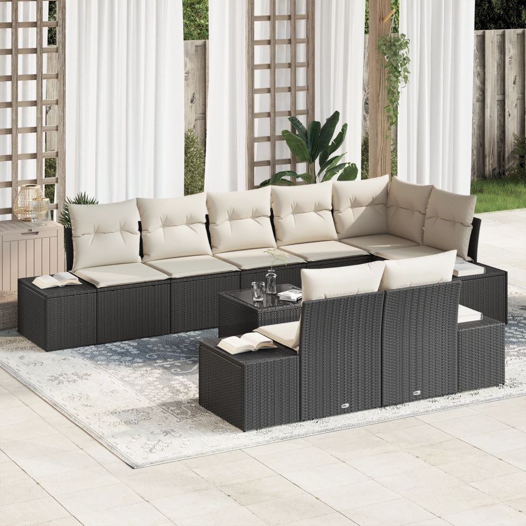 Set di divani da giardino a 8 pezzi con cuscini Rattan Polyrattan marrone