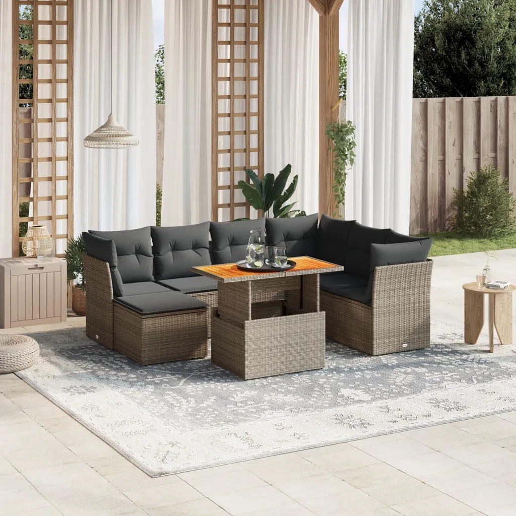 Set Divano da Giardino 8 pz con Cuscini Grigio in Polyrattan 3270955