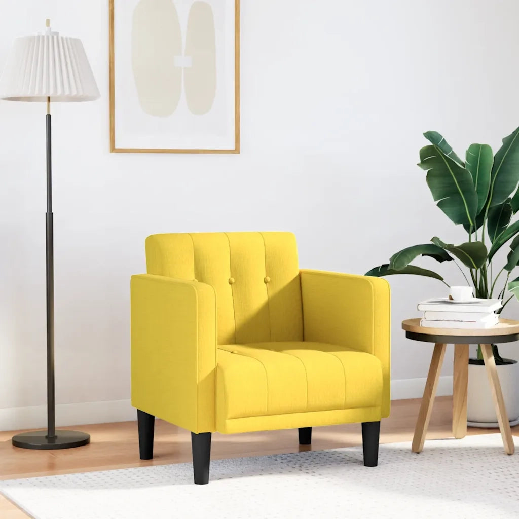 vidaXL Divano Sedia con Braccioli Giallo Chiaro 53 cm in Tessuto