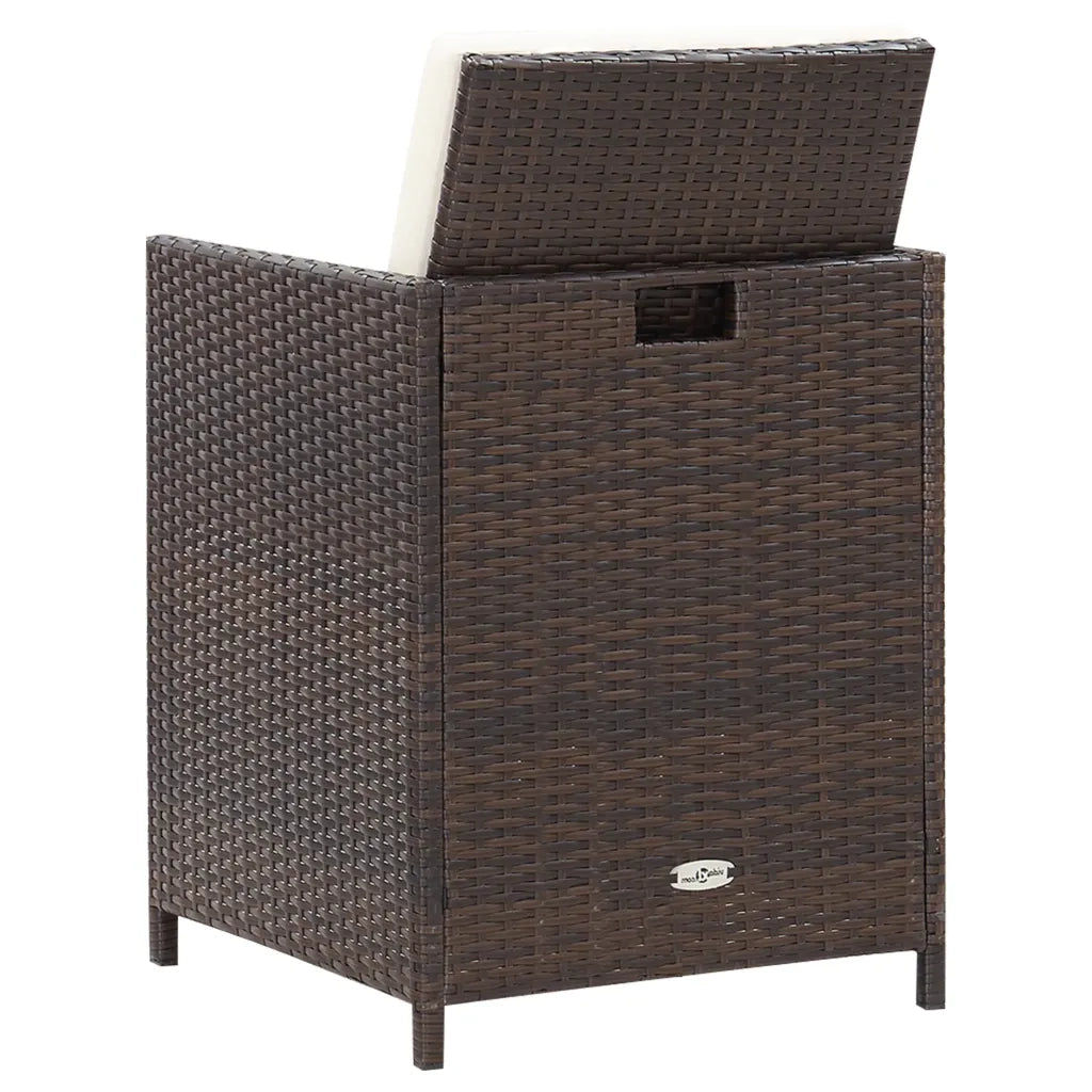Set da Pranzo da Giardino 5 pz con Cuscini Polyrattan Marrone 42525