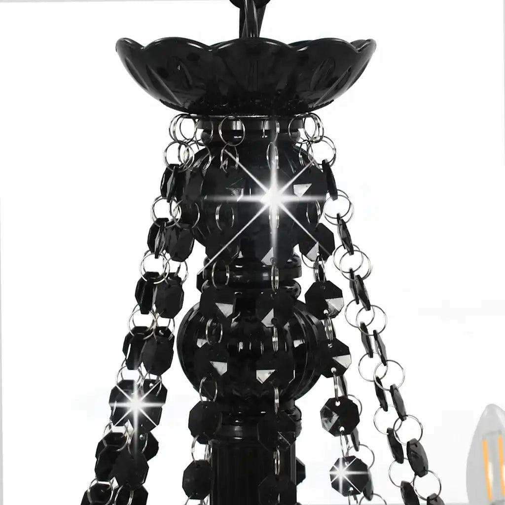 Lampadario con Perline Nero 12 Lampadine E14 CFW5488535