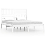 Letto matrimoniale | Letto per adulti | Giroletto Bianco in Legno Massello di Pino 160x200 cm