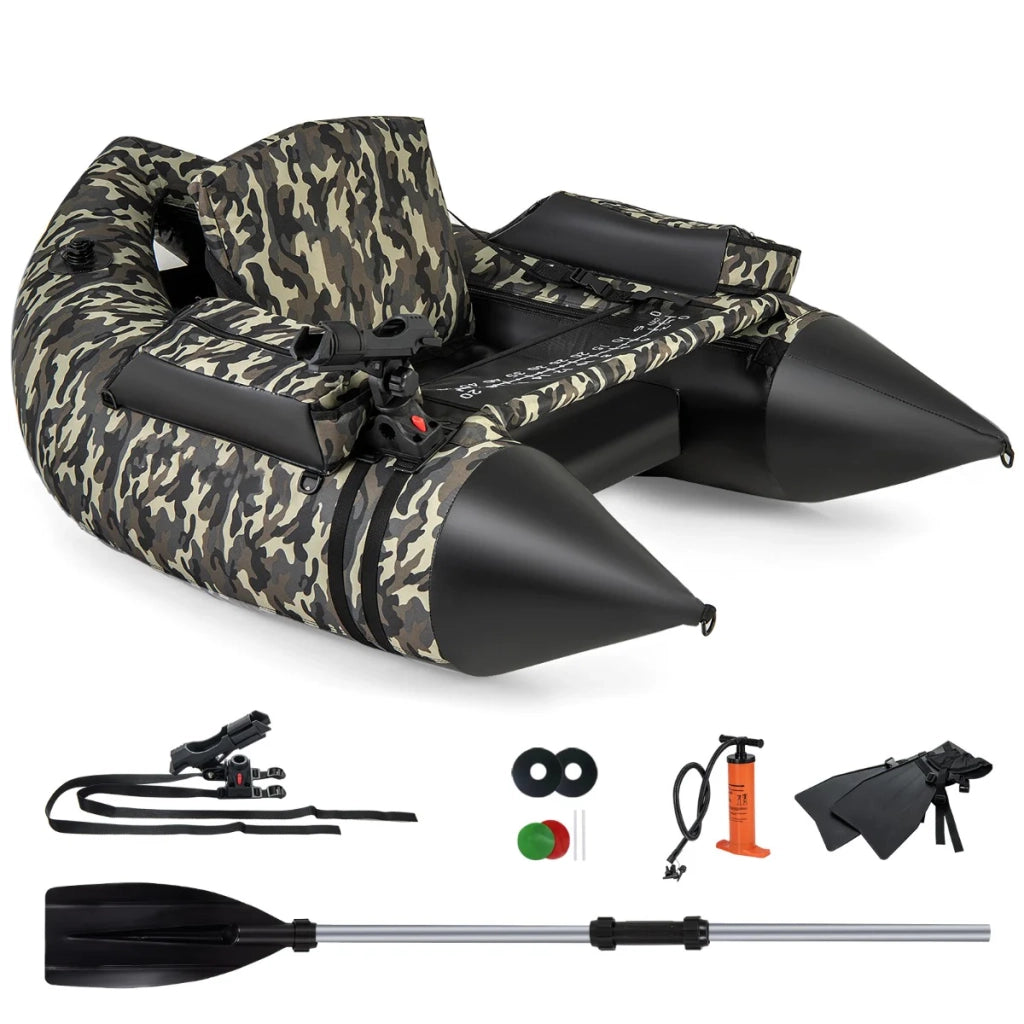 Barca da pesca gonfiabile 150 x 110 x 48 cm con portacanna da pesca atmosfera accogliente facile da maneggiare poliestere mimetico 20_0010645