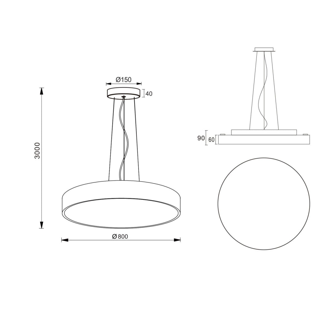 Lampadario pendente cerchio 60cm LED 65W MENKAR 600 lampada UP DOWN sospensione 2 temperature 230V COLORE MARRONE