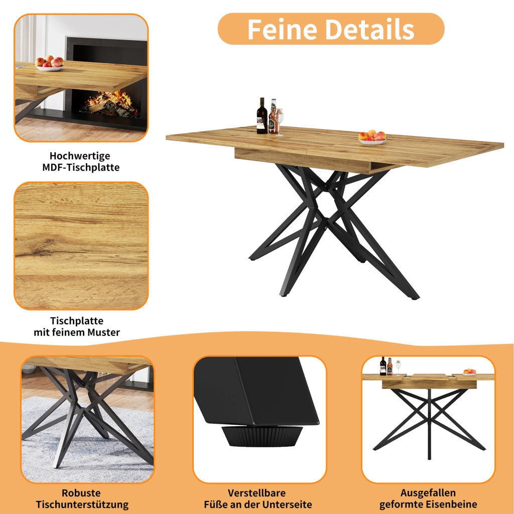 TAVOLO DA PRANZO ALLUNGABILE 120/160x80 cm Noce MDF e Metallo