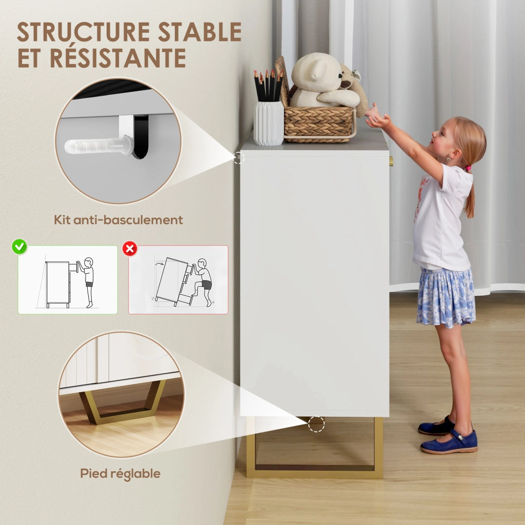 Mobile Credenza Ingresso ¨C Xylo ¨C Bianco con Ante e Ripiani Regolabili 106,5x35x77,5 cm