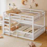 Letto a castello 160x200 cm con sponde; in pino e MDF; bianco