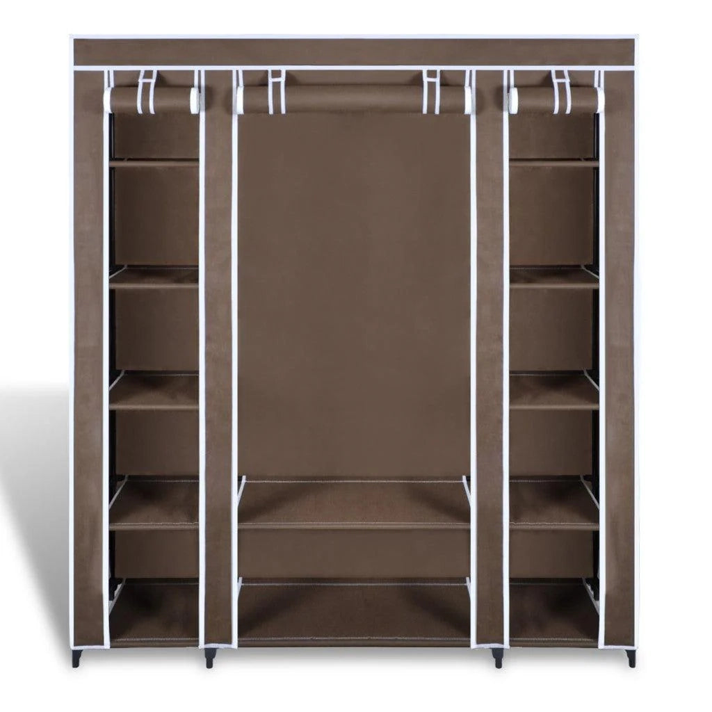 Armadio con ripiano tessuto non tessuto marrone altezza 180 cm ingresso camera da letto campeggio 2002005