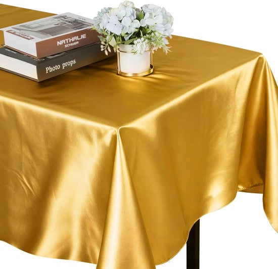 Tavolo quadrato con tovaglia di seta - 2 pezzi - 145 cm x 300 cm Tavolo quadrato con tovaglia di poliestere - Morbido e senza pieghe - Tessuto liscio - Lavabile - Adatto per matrimoni, ricevimenti e banchetti